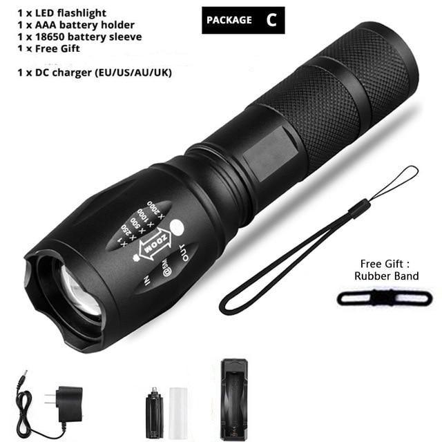 Waterproof Z45 Led Flashlight Ultra Bright Waterproof MINI Torch T6/L2/V6 zoomable 5 Modes 18650 rechargeable Battery for camping tactica Led Mini Water-Resistant Torch Light For Indoor & Outdoor Camping Hiking Accessories Gear