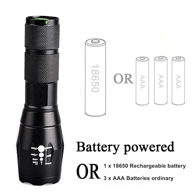 Waterproof Z45 Led Flashlight Ultra Bright Waterproof MINI Torch T6/L2/V6 zoomable 5 Modes 18650 rechargeable Battery for camping tactica Led Mini Water-Resistant Torch Light For Indoor & Outdoor Camping Hiking Accessories Gear